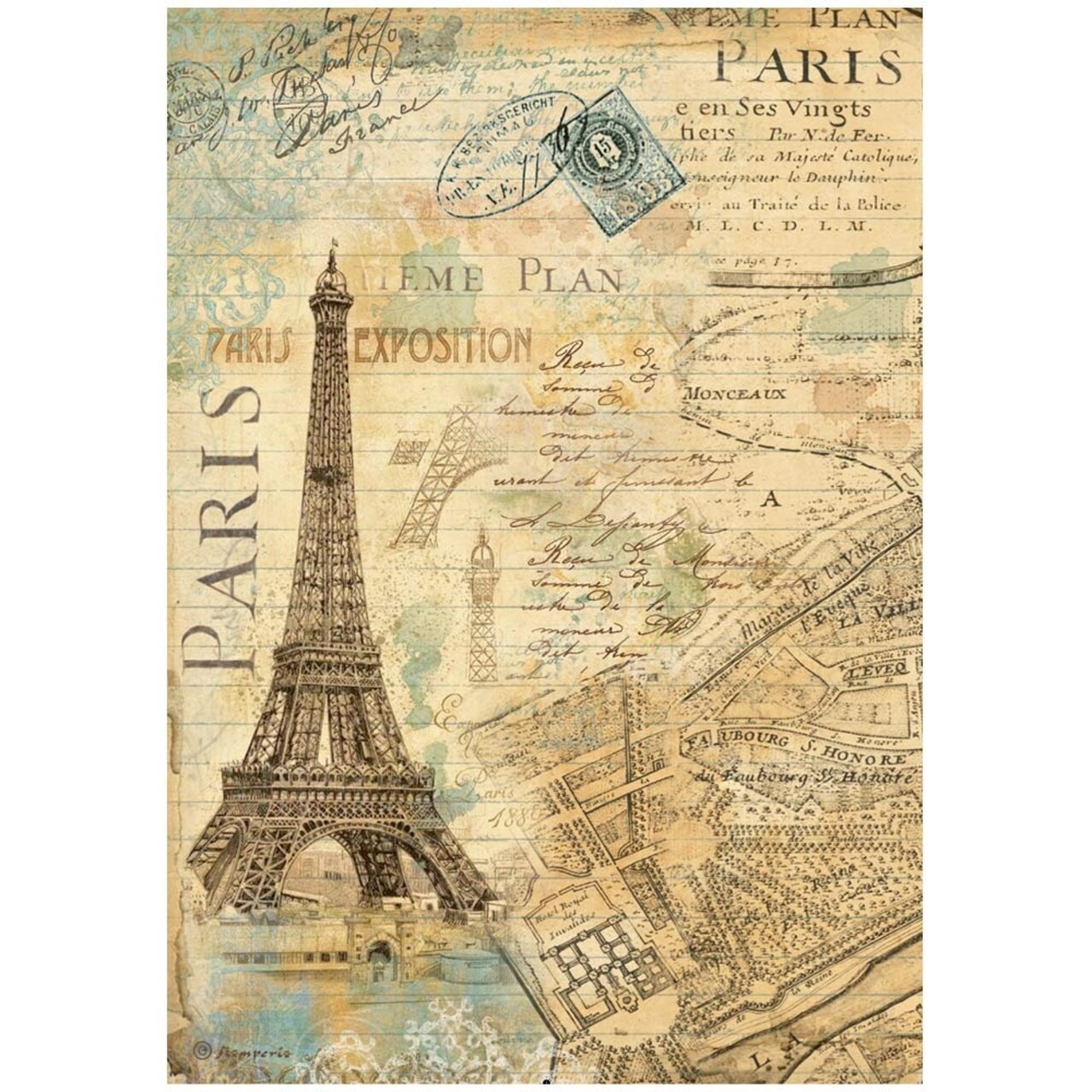 Stamperia Rice Paper Sheet A4-Around The World Paris